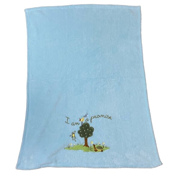 I Am a Promise Baby Throw Blanket 30" x 40" Blue Bill Gloria Gaither Turtle Frog - Picture 2 of 5